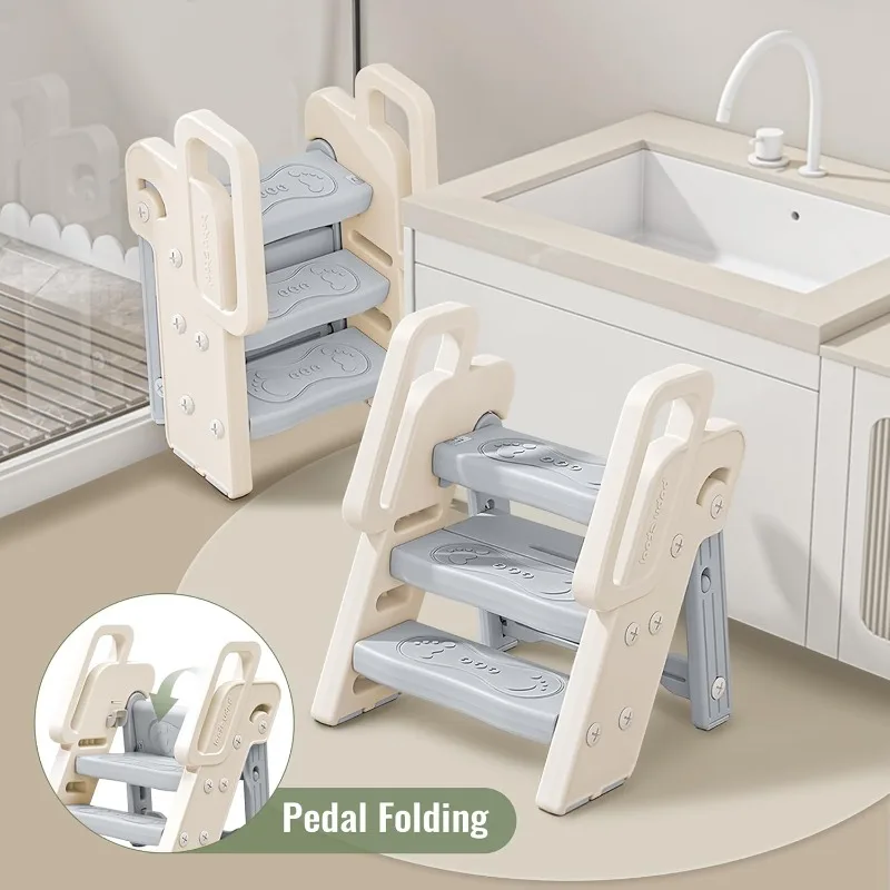 Toddler Learning Tower - Taburete de 3 escalones con asas